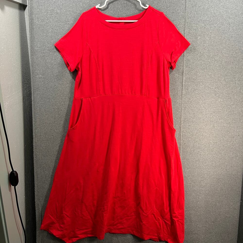 Joan Rivers Regular Cotton Blend Knit Midi Dress with Back Button Red Large